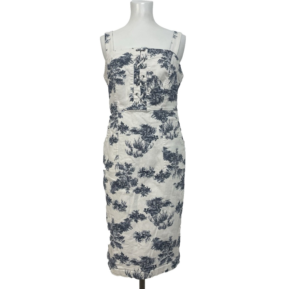 International Concept Sleeveless Jumper Dress Toile Print Denim‎ Size 6